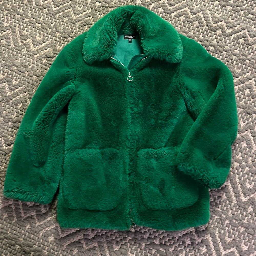 Green furry jacket